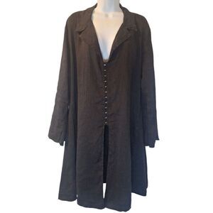 Bodil wearable art black linen/silk long sleeve tunic generous size M